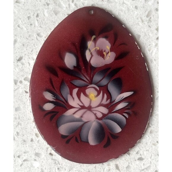 Set Of 3 Hand-Painted Mother Of Pearl Pendants Floral & Duck Designs Decorative - Picture 9 of 16